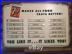 Vintage Original 1940's 7UP Menu Board Soda Fountain Advertising sign Drive-In