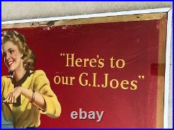 Vintage, Original, 1944 Coca Cola Cardboard Sign, Large, WWII era, Our GI Joes