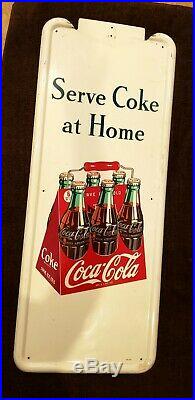 Vintage Original 1948 Porcelain on Metal Coca Cola Advertising Button Sign