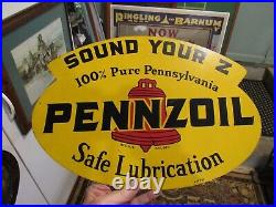 Vintage Original 1950 Pennzoil Double Sided Sign Dealer Display Sign Excellent