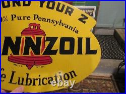 Vintage Original 1950 Pennzoil Double Sided Sign Dealer Display Sign Excellent