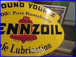 Vintage Original 1950 Pennzoil Double Sided Sign Dealer Display Sign Excellent