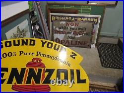 Vintage Original 1950 Pennzoil Double Sided Sign Dealer Display Sign Excellent