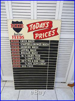Vintage Original 1950's Dixie Feed Advertising Price Sign 44 x 27 Unused NICE