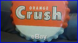 Vintage Original 1950's Orange Crush Soda 19.5 Bottle Cap Stout Tin Metal Sign