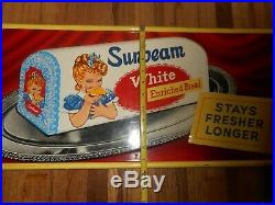 Vintage Original 1957 SUNBEAM GIRL BREAD GROCERY STORE Metal Advertising SIGN
