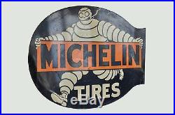 Vintage Original 2 SIDED MICHELIN Porcelain Sign 18X19