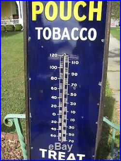 Vintage Original 6 ft Porcelain Mail Pouch Tobacco Thermometer Sign