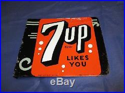 Vintage/Original 7UP Metal Flange SignDated 1947VERY NICEWOWLQQK