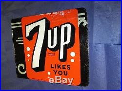 Vintage/Original 7UP Metal Flange SignDated 1947VERY NICEWOWLQQK