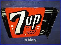 Vintage/Original 7UP Metal Flange SignDated 1947VERY NICEWOWLQQK