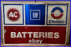 Vintage Original AC, GM, Delco Batteries 3'x2' Aluminum Sign