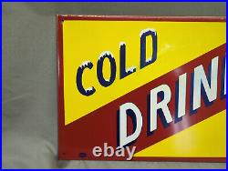 Vintage Original Advertising Cold Drinks Here Metal Sign 60's Era Vintage Original Advertising Cold Drinks Here Metal Sign 60's Era
