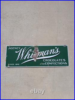 Vintage Original Advertising Sign Porcelain Whitman's Chocolates Sign Vintage Original Advertising Sign Porcelain Whitman's Chocolates Sign