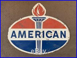 Vintage Original American Gasoline Sign Dealer Rare Country Store Oil Garage