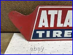 Vintage Original Atlas Tires Gas Service Station Advertising Rack Sign 22x8