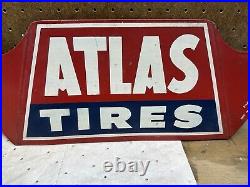 Vintage Original Atlas Tires Gas Service Station Advertising Rack Sign 22x8