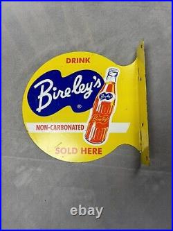 Vintage Original Bireley's Orange Drink Double-side Porcelain Flanged Sign