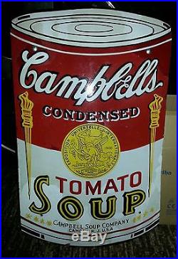 Vintage Original Campbells Tomato Soup porcelain sign Camden NJ Rare nice Warhol