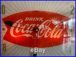 Vintage Original Coca Cola Fish Tail PAM Clock Sign