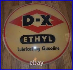 Vintage Original DX ETHYL GAS STATION MOTOR OIL ADVERTISING PUMP GLOBE LENSES