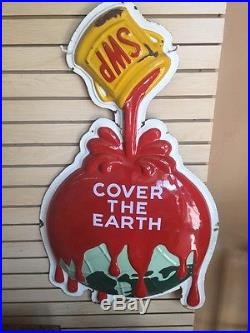 Vintage Original Embossed Sherwin Williams Paint Porcelain Sign Cover The Earth