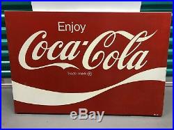 Vintage Original Enjoy Coca Cola Sign Authentic Large Metal Sign 36 x 24 AM96