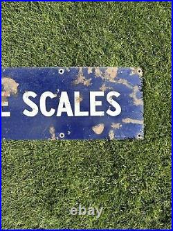 Vintage Original FAIRBANKS-MORSE SCALES Porcelain Advertising Sign 50 x 9