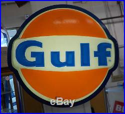Vintage Original GULF Advertisement Light / Gas Station Sign with Aluminum Frame