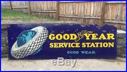 Vintage Original Good Year Tire Porcelain Gas & Oil Service Station Sign