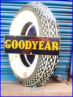 Vintage Original Goodyear Tires Porcelain Enamel Sign Size 34H x 22W