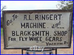 Vintage Original Hand Painted Old Blacksmith Shop Texas Folk Art Sign