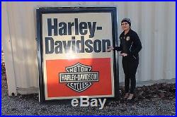 Vintage Original Harley Davidson Dealership Outdoor Lighted Sign 1980's 61x73