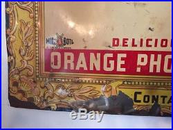 Vintage Original MIL-KAY Orange Vitamin Drinks Metal Advertising Sign