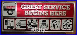 Vintage Original Metal GM Sign GREAT SERVICE BEGINS HERE Dealer 20X48