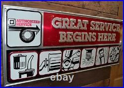 Vintage Original Metal GM Sign GREAT SERVICE BEGINS HERE Dealer 20X48