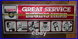 Vintage Original Metal GM Sign GREAT SERVICE BEGINS HERE Dealer 20X48