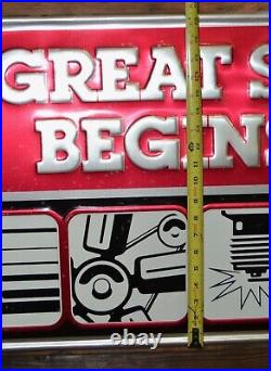 Vintage Original Metal GM Sign GREAT SERVICE BEGINS HERE Dealer 20X48