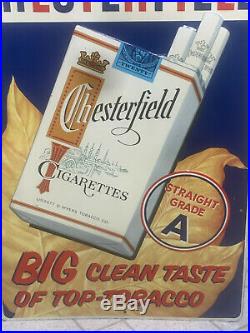 Vintage Original Metal Sign Chesterfield Cigarette Sign Big Clean Taste, Old Nice