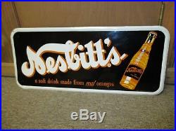 Vintage/Original NESBITT'S Orange of California Soda Metal Embossed SignNOSWOW