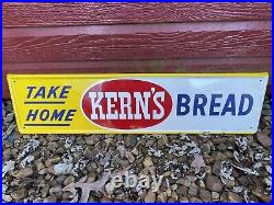 Vintage Original NOS Take Home Kerns Bread Metal Embossed General Store Sign 30