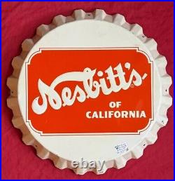 Vintage Original Nesbitts Soda Pop Metal Bottle Cap Sign 19 inch