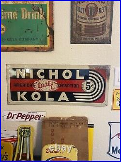 Vintage Original Nichol Kola Cola Diner Sign Advertising Store Display-27½