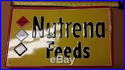 Vintage Original Nutrena Feeds Metal Tin Embossed Sign Advertising