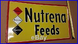 Vintage Original Nutrena Feeds Metal Tin Embossed Sign Advertising