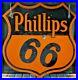 Vintage-Original-Phillips-66-Oil-Company-Two-Sided-Ring-Porcelain-Sign-Good-01-yv