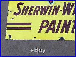 Vintage Original Porcelain Advertising Sign Large Two Sided Sherwin Williams