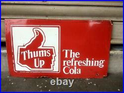 Vintage Original Porcelain Enamel Sign Thums Up The Refreshing Cola Soft Drink #