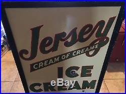 Vintage Original Porcelain Jersey Ice Cream Side Walk Sign 1920s-1930s Nice Rare