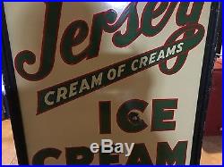 Vintage Original Porcelain Jersey Ice Cream Side Walk Sign 1920s-1930s Nice Rare